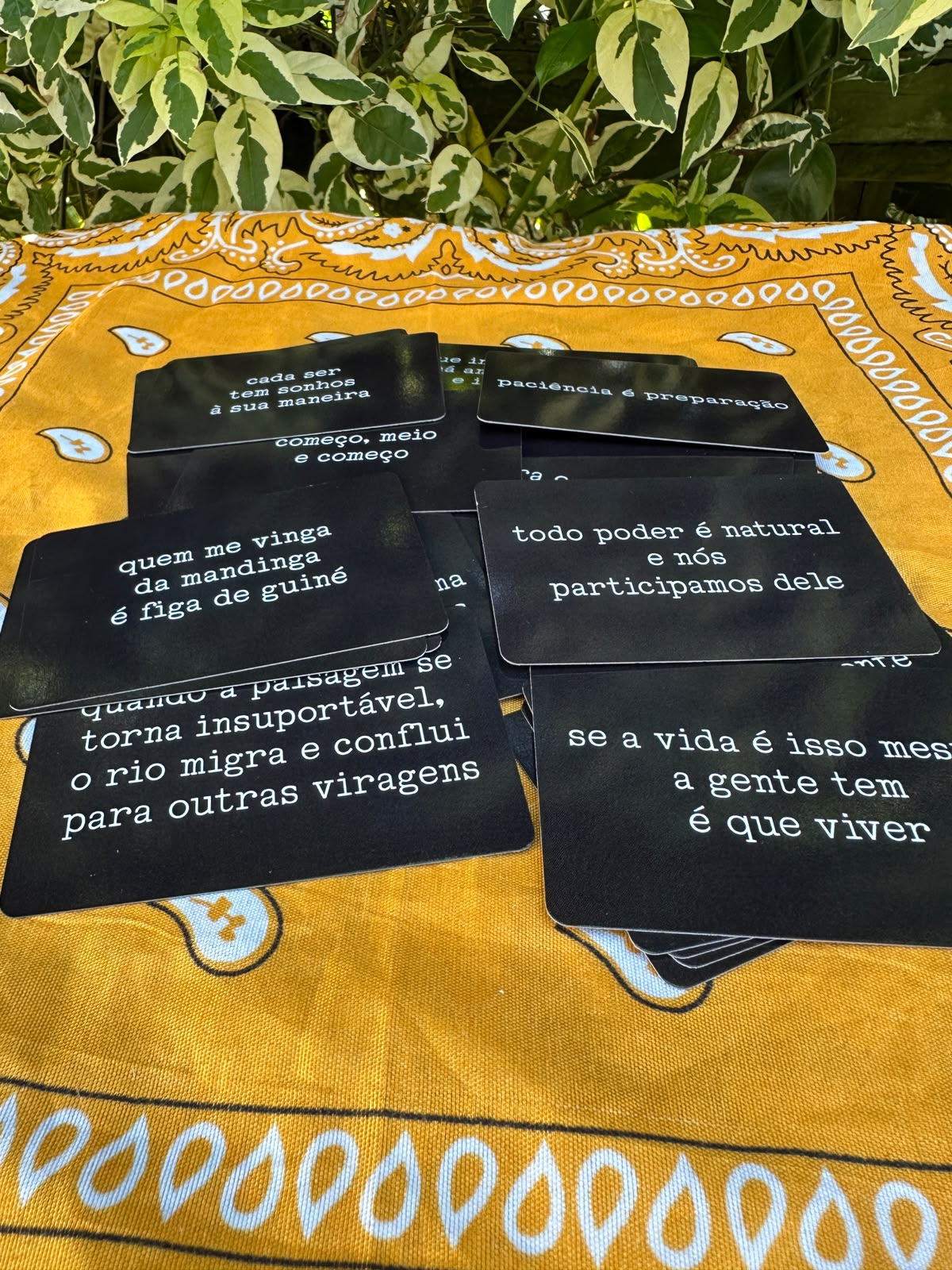 Cartas do oráculo MPB com trechos de músicas brasileiras